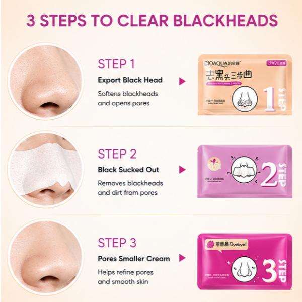 BIOAQUA BQY1825 3-Step Blackhead Remover Nose Mask 7g x 3