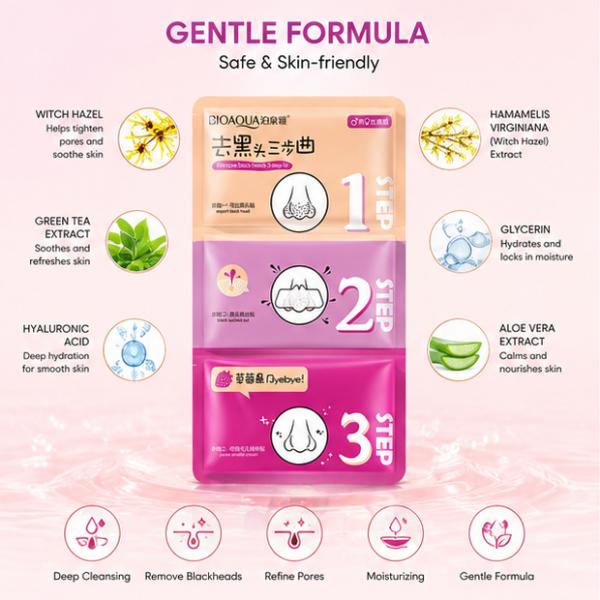 BIOAQUA BQY1825 3-Step Blackhead Remover Nose Mask 7g x 3