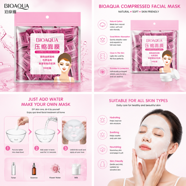 BIOAQUA BQY8128 Compressed Facial Mask Tablets – 25/50/100Pcs