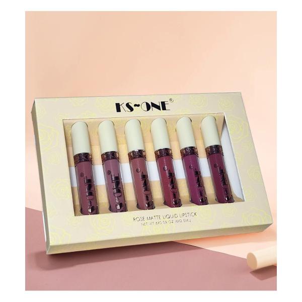 6-Piece Nude Lipstick Liquid Velvet Matte Gloss Set for Women