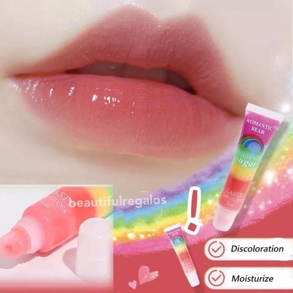 Magic Rainbow Sugar Tasty Lip Gloss - Waterproof, Long-Lasting Moisturizer with Rainbow Sugar Flavor