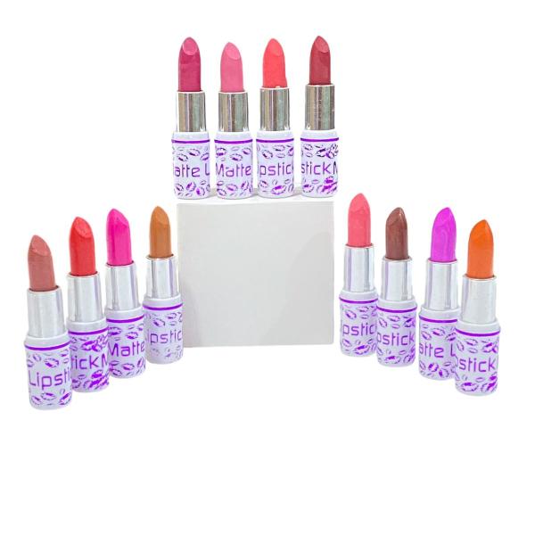 Matte Lipstick Pack of 12 Vibrant Waterproof Colors - Long-Lasting & Moisturizing
