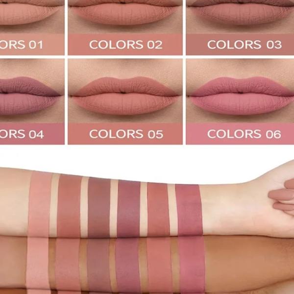 KS-ONE Nude Makeup Lipstick Kit - 6 Pieces Liquid Velvet Matte Long-Lasting Waterproof Lipsticks