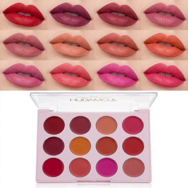 Matte Lipstick Palette with 12 Nude and Pink Shades – Professional, Long-Lasting, Highly Pigmented Lip Makeup Kit for Women