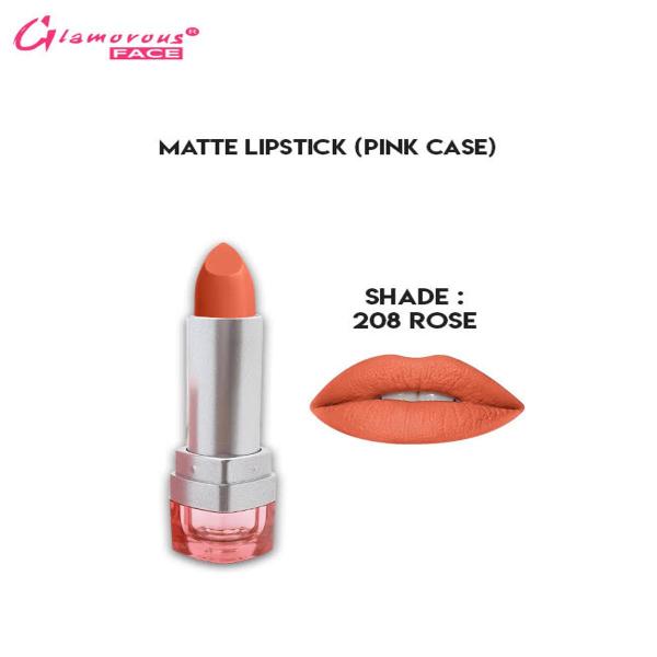 Glamorous Face Matte Lipstick with Vitamin E & Aloe Vera - Pink Case
