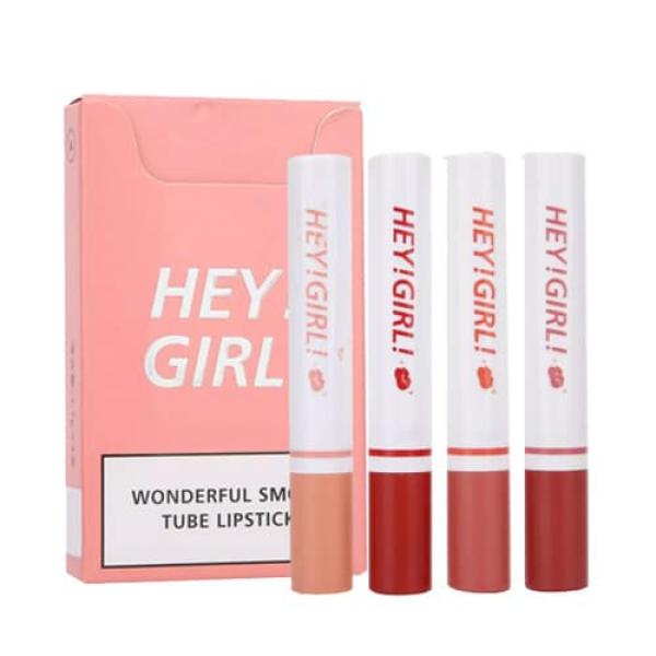 Hey Girl Matte Lipstick Pack of 4 - Long Lasting Velvet Semi-Matte Lip Colors