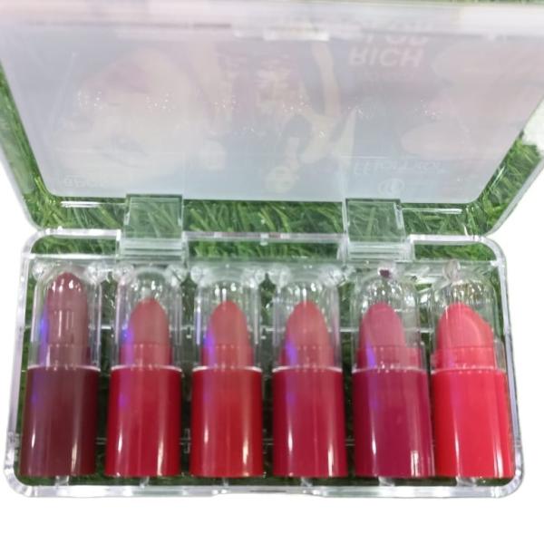 Pack of 6 Velvet Matte Mini Lipsticks - Compact Luxury Lip Color Set