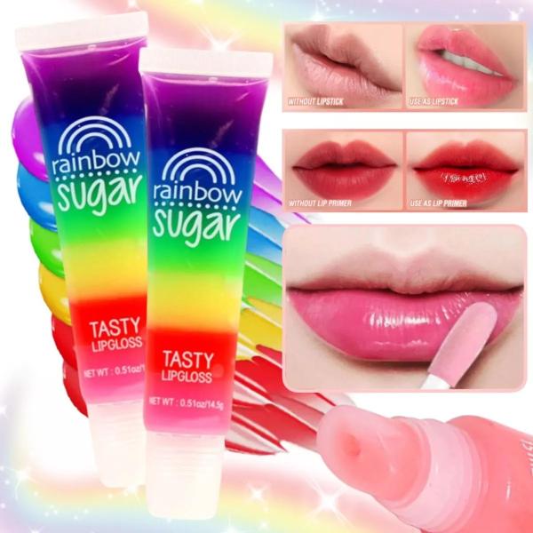 Magic Rainbow Sugar Tasty Lip Gloss - Waterproof, Long-Lasting Moisturizer with Rainbow Sugar Flavor