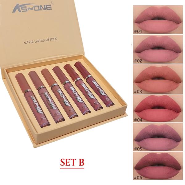 KS-ONE Nude Makeup Lipstick Kit - 6 Pieces Liquid Velvet Matte Long-Lasting Waterproof Lipsticks