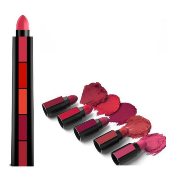 5 in 1 Matte Lipstick Set - Long Lasting, Waterproof & Smooth Finish Multi-Shade Lipstick for All Skin Tones