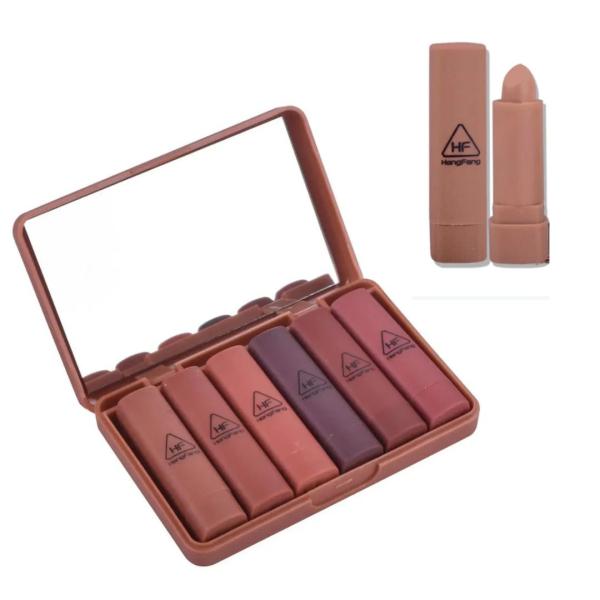 Hengfang 6 in 1 Matte Lipstick Set - Waterproof Six-Color Lip Kit