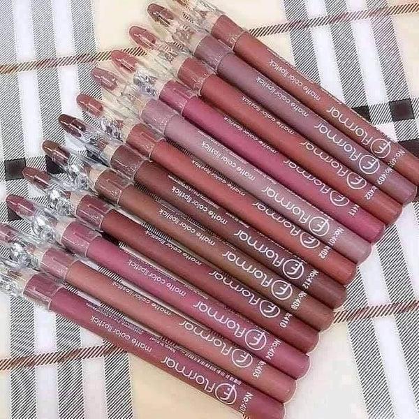 Waterproof Matte Nude Lipstick Pencil Set – 3, 6, or 12 Pieces