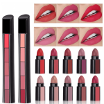Set of 5 Mini Pen-Style Matte Lipsticks - Waterproof, Long-Lasting, Non-Stick Cup Formula for Girls & Women