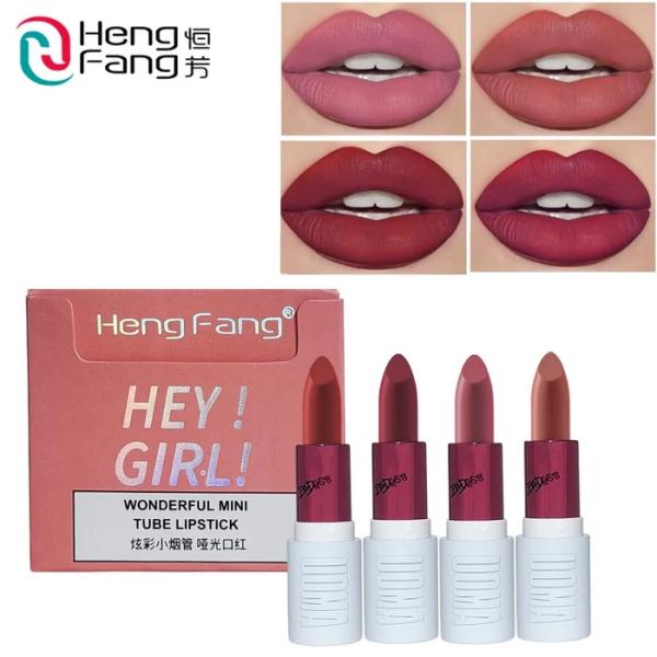 Heng Fang Hey Girl! Mini Lipstick Set of 4 Shades - Matte Finish, Long Lasting