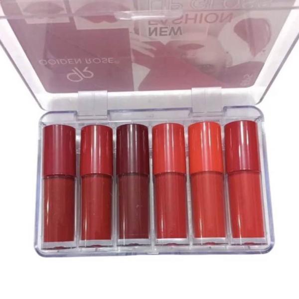 Pack of 6 Nude Matte Lip Gloss Set - Waterproof, Long-Lasting Shades for Girls and Women