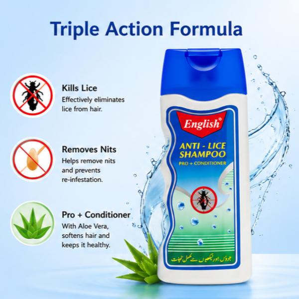 English Anti-Lice Shampoo Large 100ml Lice & Nit Removal Shampoo