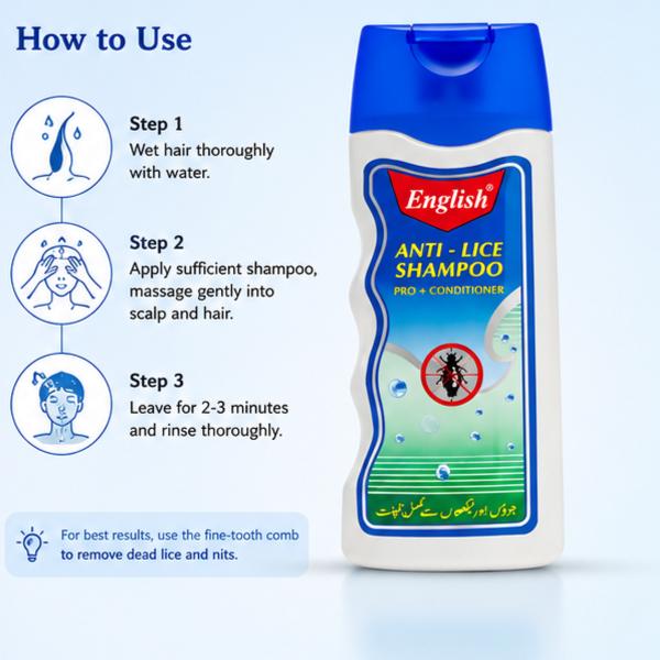 English Anti-Lice Shampoo Large 100ml Lice & Nit Removal Shampoo