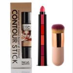 Makeup Bundle: 3 Chubby Pier Foundation Brushes + Wonder Contour Stick + 5-in-1 Lipstick Set