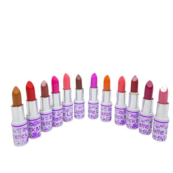 Matte Lipstick Pack of 12 Vibrant Waterproof Colors - Long-Lasting & Moisturizing