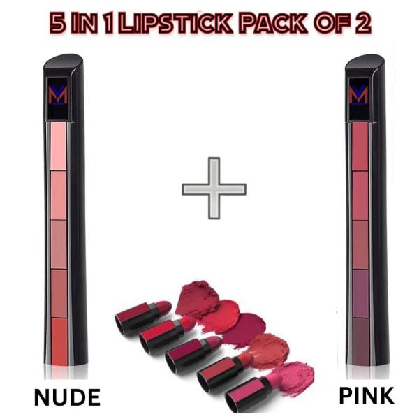 5 in 1 Matte Lipstick Set - Waterproof, Long Lasting Lipsticks in Random Shades 3.5g