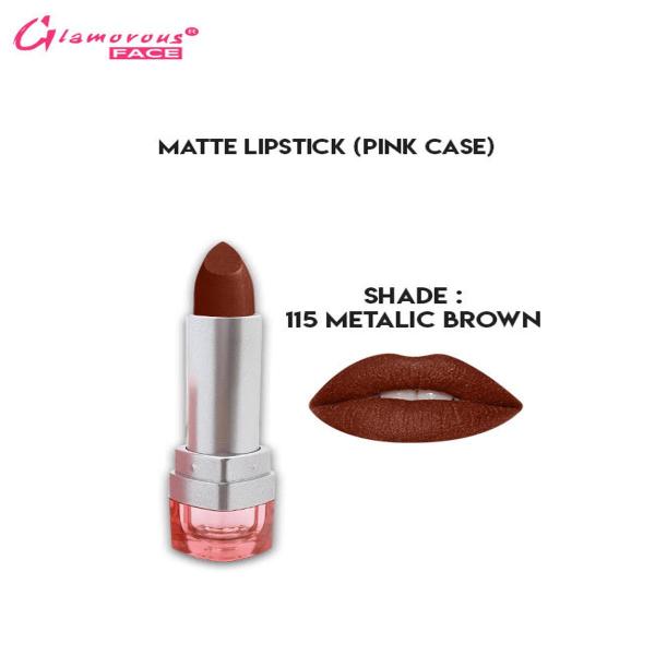 Glamorous Face Matte Lipstick with Vitamin E & Aloe Vera - Pink Case