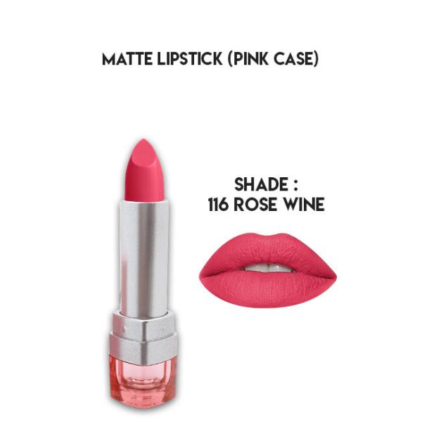 Glamorous Face Matte Lipstick with Vitamin E & Aloe Vera - Pink Case