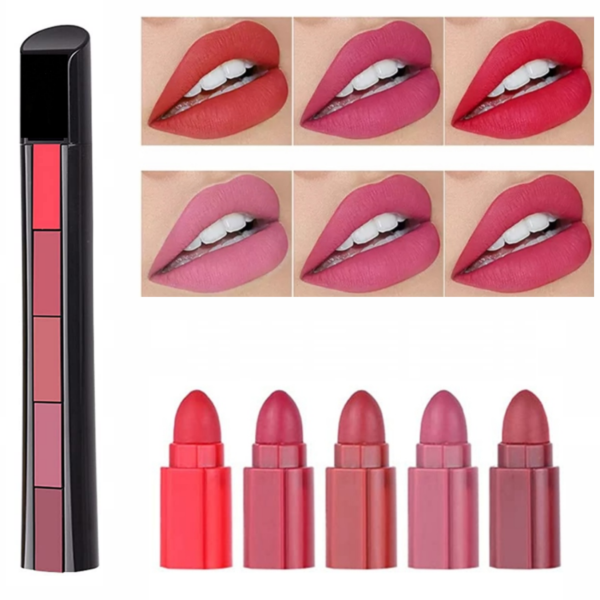 Beautious 5 in 1 Matte Lipstick Kit - 5 Shades in Poppy and Nude Variants