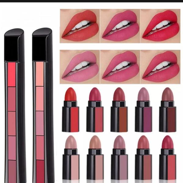 Beautious Set of 5 Mini Pen Style Matte Lipsticks Long-Lasting