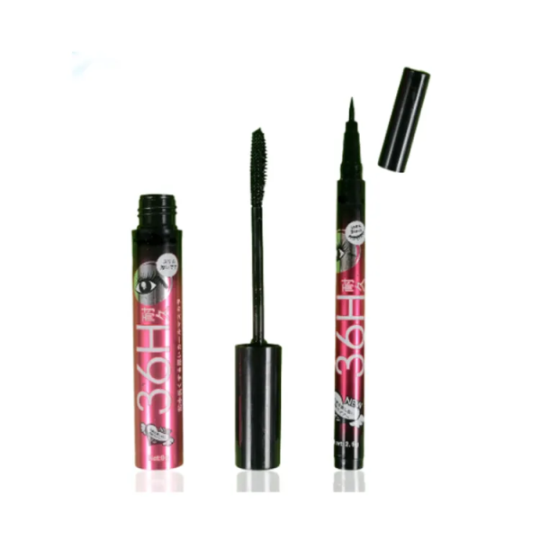 36H Long Lasting Black Mascara & Eye Liner Pack of 2 – Bold, Durable Eye Makeup Duo