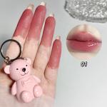 Gloss Texture Lip Glaze with Velvet Bear Keychain – Long-Lasting Lip Mud Lipstick for Women and Girls