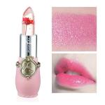 Transparent Flower Jelly Lipstick with Temperature-Activated Color Change, Long-Lasting and Waterproof, Peach Grape Lemon Flavors