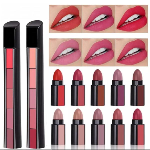 Beautious Set of 5 Mini Pen Style Matte Lipsticks Long-Lasting