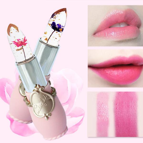 EMPER Transparent Flower Jelly Lipstick - Temperature Color Change, Waterproof, Long Lasting