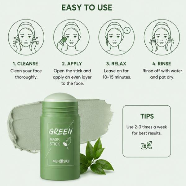 Green Tea Clay Stick Mask Oil Control Purifying Pore Cleansing