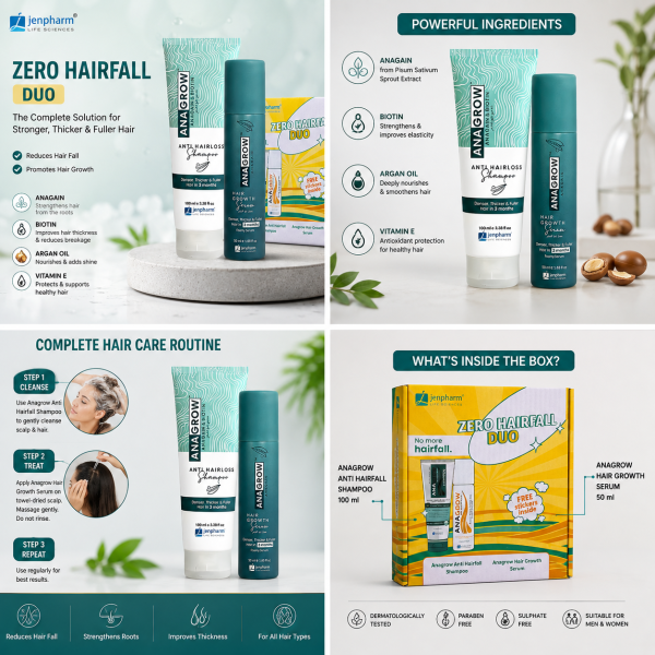 Jenpharm Zero Hair Fall Duo Anagrow Shampoo & Hair Growth Serum