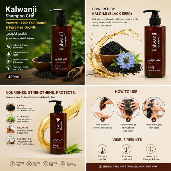 Kalwanji CH6 Organic Kalonji Shampoo 400ML – Hair Fall Care