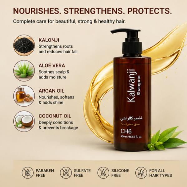Kalwanji CH6 Organic Kalonji Shampoo 400ML – Hair Fall Care