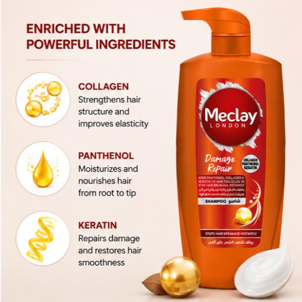 Meclay London Damage Repair Shampoo 660ml Strengthening Hair Care