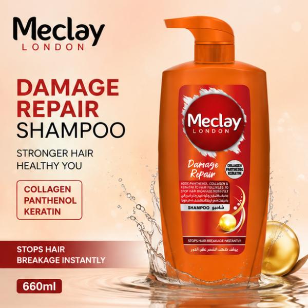 Meclay London Damage Repair Shampoo 660ml Strengthening Hair Care
