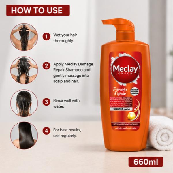 Meclay London Damage Repair Shampoo 660ml Strengthening Hair Care