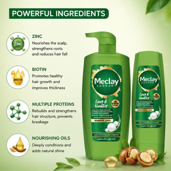 Meclay London Long & Healthy Shampoo 660ml + Conditioner 180ml