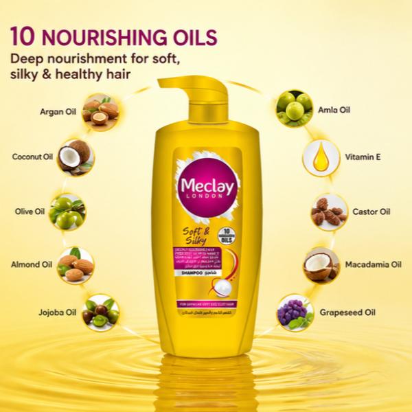 Meclay London Soft & Silky Shampoo 660ml – 10 Nourishing Oils