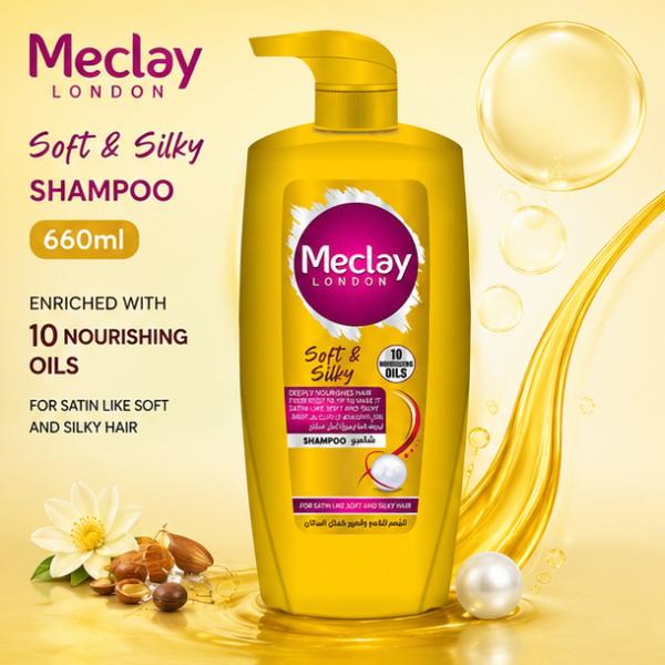 Meclay London Soft & Silky Shampoo 660ml – 10 Nourishing Oils