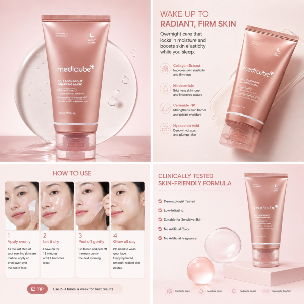 Medicube Collagen Night Wrapping Mask 75ml Overnight Hydrating Peel-Off