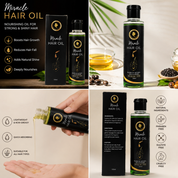 Miracle Hair Oil Organic Hair Food Oil for Hair Care & Nourishment