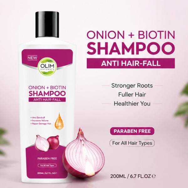 Olim Naturals Onion + Biotin Shampoo 200ml Hair Fall Care