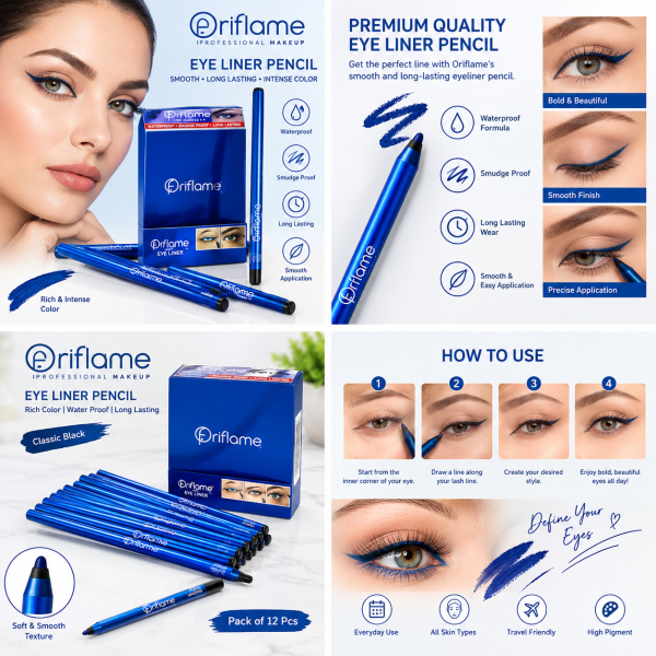 Oriflame Eye Liner Pencil Blue Waterproof Long Lasting Smooth Makeup