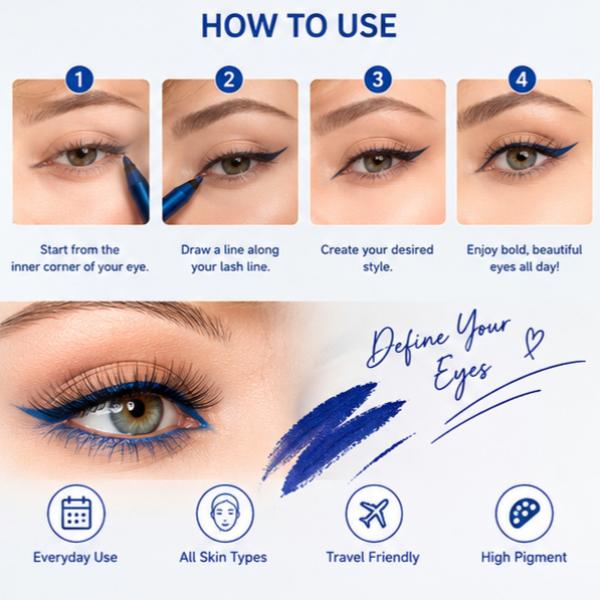 Oriflame Eye Liner Pencil Blue Waterproof Long Lasting Smooth Makeup
