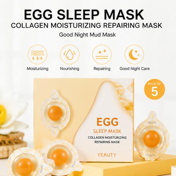 Pack of 5 Egg Collagen Sleeping Masks Moisturizing Repairing Night Mask