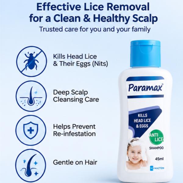 Paramax Anti-Lice Shampoo 45ml Permethrin 1% Lice & Nit Treatment